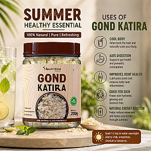 Gond Katira & Basil Seeds Combo | Natural Body Coolant for Summer | Sabja Seeds Assorted Seeds & Nuts (2 x 200 g)