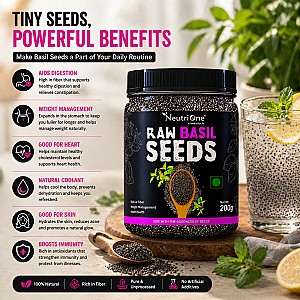 Gond Katira & Basil Seeds Combo | Natural Body Coolant for Summer | Sabja Seeds Assorted Seeds & Nuts (2 x 200 g)