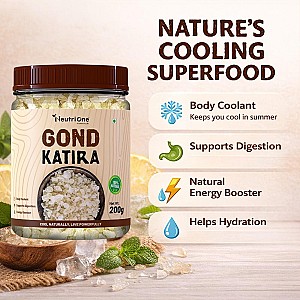 Gond Katira 100% Natural Edible Gum | Body Coolant for Summer | Katira / Katila Dried Gum (1 x 200 g)