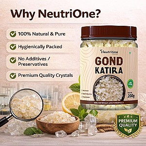 Gond Katira 100% Natural Edible Gum | Body Coolant for Summer | Katira / Katila Dried Gum (1 x 200 g)
