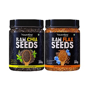 Raw Chia and Flax Seeds Combo with Protein and Fiber for Weightloss Management Chia Seeds, Brown Flax Seeds (2 x 200 g)