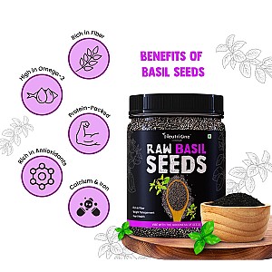 Chia & Basil Seeds Combo For Weight Loss with High Fiber & Iron, Superfood Chia Seeds, Basil Seeds (2 x 200 g)