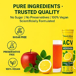ACV Moringa (Lemon Masala)To Control Cravings,Apple Cider Vinegar,No Added Sugar (3 x 10 Tablets)