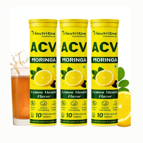 ACV Moringa (Lemon Masala)To Control Cravings,Apple Cider Vinegar,No Added Sugar (3 x 10 Tablets)
