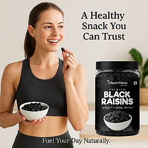  Premium Black Raisins Kishmish Kismish | Soft Seedless Healthy Dry Fruit Raisins (1 x 400 g)